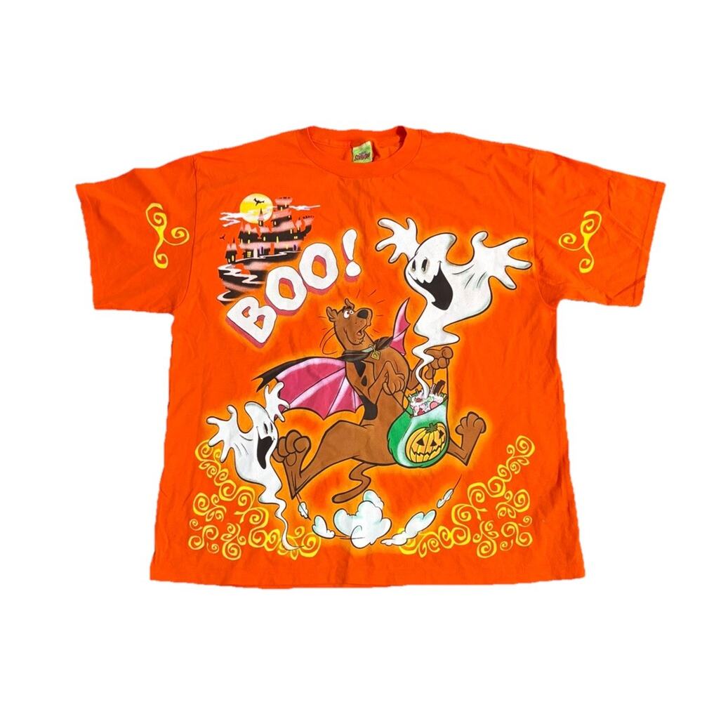 Scooby-Doo Vintage AOP Halloween T-Shirt Size XL, 2000 Ghosts Cartoon Network